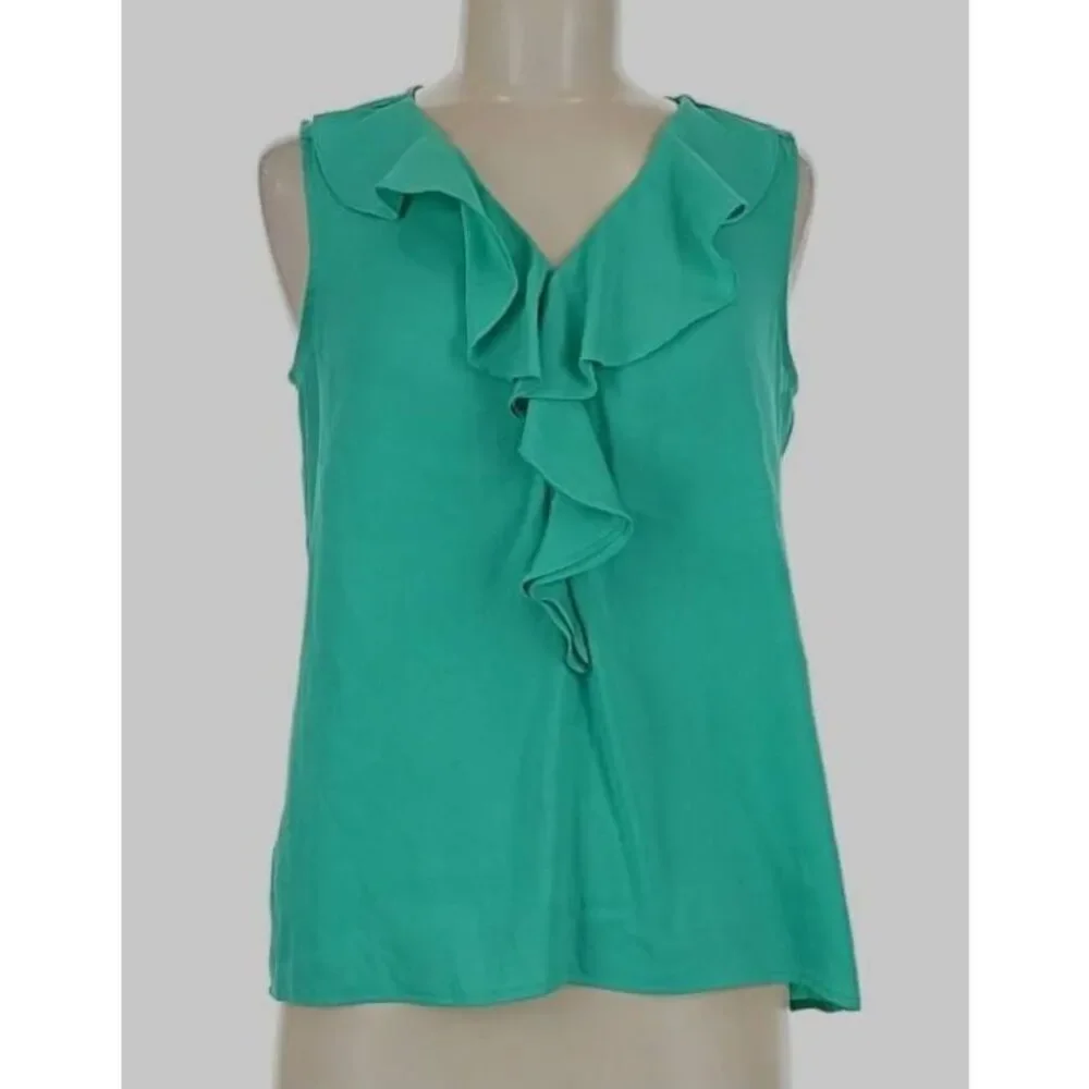 NY Collection XL Green sleeveless top with Ruffle (R)